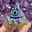 Blue Evil Eye Orgonite Orgone Pyramid Medium (2 - 3") - Gold (Plated) Flakes Copper with Lapis Lazuli Tumbles -  Energy Generator EMF Blocker Sacred Geometry