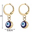 Blue Evil Eye Earrings - Dangle Round Clasp Gold Plated