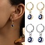 Blue Evil Eye Earrings - Dangle Round Clasp Gold Plated