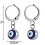 Blue Evil Eye Earrings - Dangle Round Clasp Silver Plated