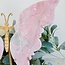 Pink Opal Butterfly Angel Wings on Gold Pin Stand - 12"x11" Large Specimen