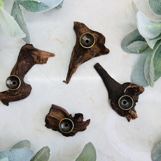 Single Sphere Orb Globe Driftwood Wood Holders Stands