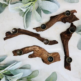 2 Sphere Orb Globe Driftwood Holders Stands - Double