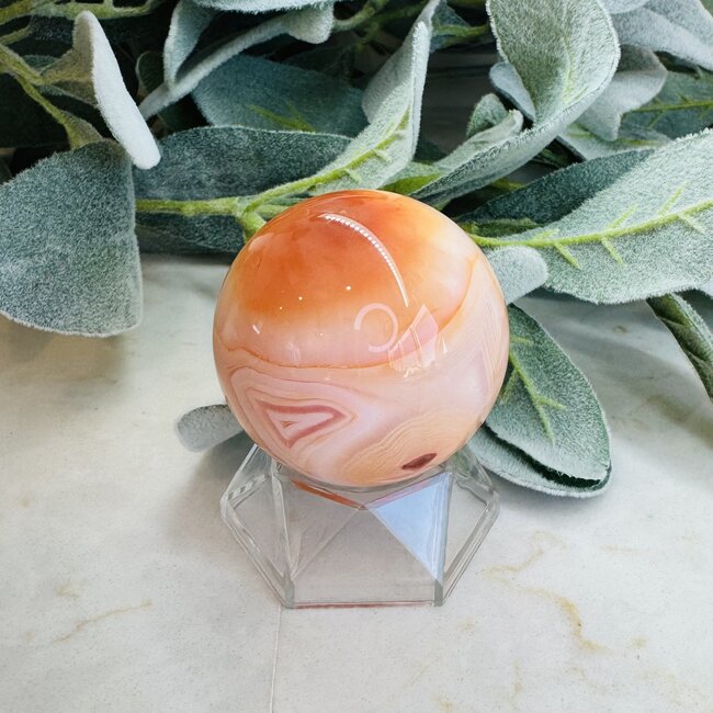 Banded Carnelian Sphere Orb Globe - 55-60mm Madagascar