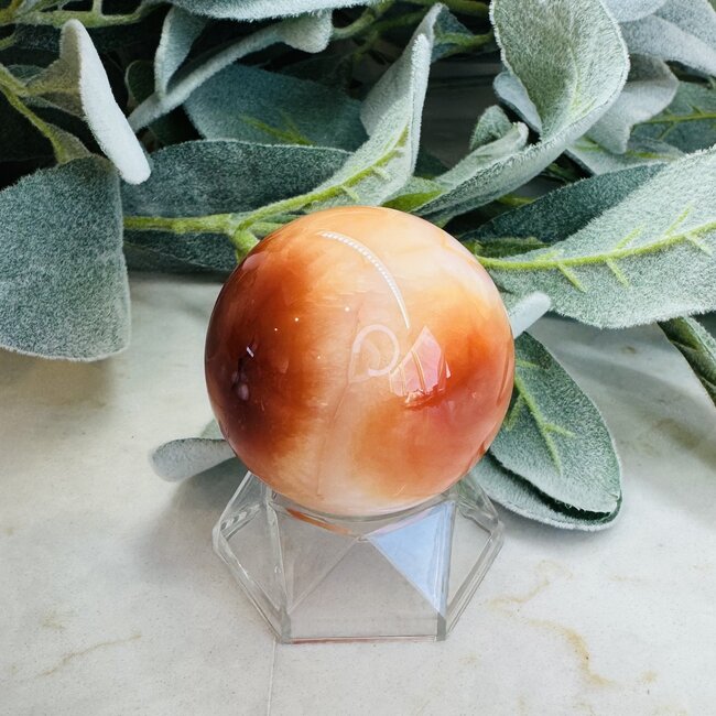 Banded Carnelian Sphere Orb Globe - 55-60mm Madagascar