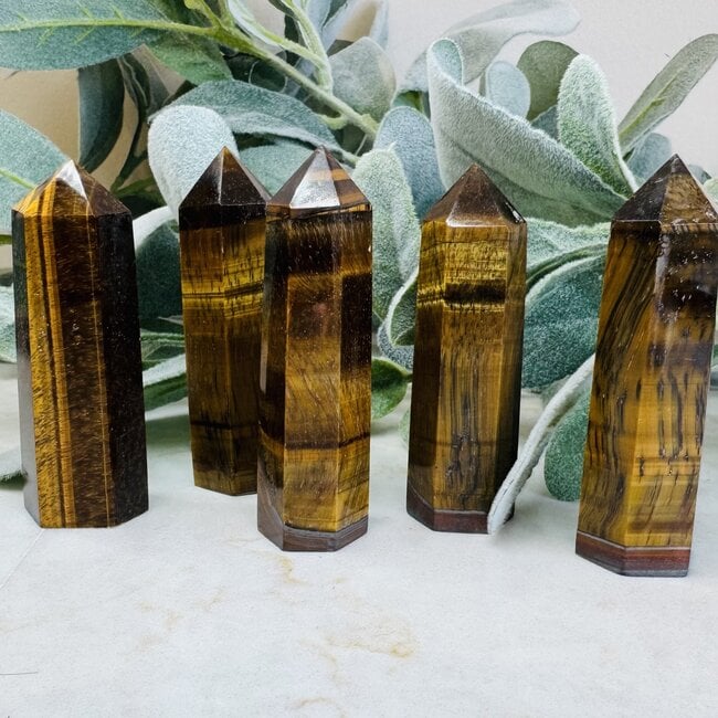 Gold Tigers Eye Generators Towers Points  - Small 2-3" Tiger's