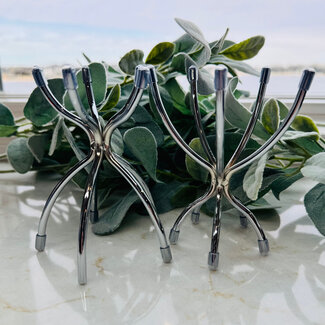 Silver Sphere Orb Globe Holders Stands - Two Way 5" Reversible