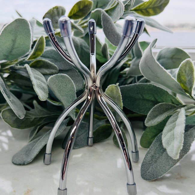 Silver Sphere Orb Globe Holders Stands - Two Way 5" Reversible