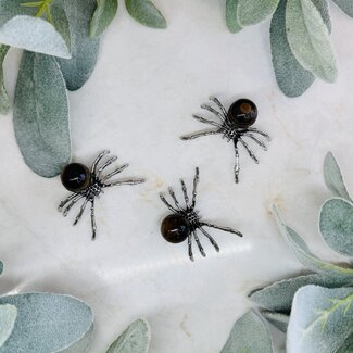 Yellow Tigers Eye Spiders - 2" Mini Spheres Orbs Globes Figurine Tiger's