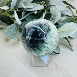 Snowflake Feather Rainbow Fluorite Sphere Orb Globe - 60-65mm