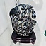 Black Agate Plant Sculpture with Wood Stand - 9" Carvings Home Decor Specimen
