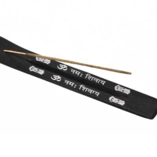 Incense Stick Burner Wood Canoe Sled Ash Catcher Holder - OM Black & White