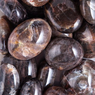 Black Moonstone Palm Pillow Pocket Stone - Large