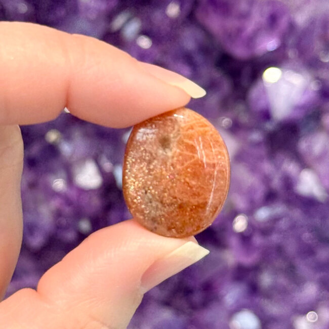 Sunstone (Heliolite) (AAA Grade) Palm Pillow Pocket Stones - Small