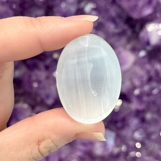 Selenite (Satin Spar Gypsum) Worry (Thumb Fidget Relaxation Pocket) Stones - Small Oval