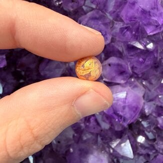 Muave Rose Quartz (AAA Grade) Hand Carved Gold Dragon Bead- 8mm