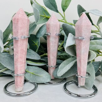 Pink Opal Faceted Wands on Silver Stand Pin