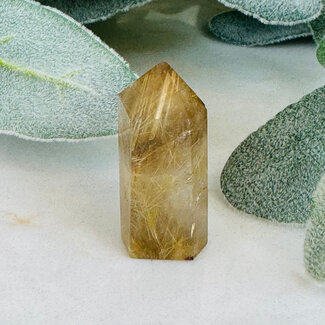 Gold (Golden Rutile Angel Venus Hair) Rutilated Quartz Tower Generator Point - Small (1-2")