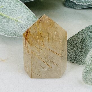Gold (Golden Rutile Angel Venus Hair) Rutilated Quartz Tower Generator Point - Medium (2-3")