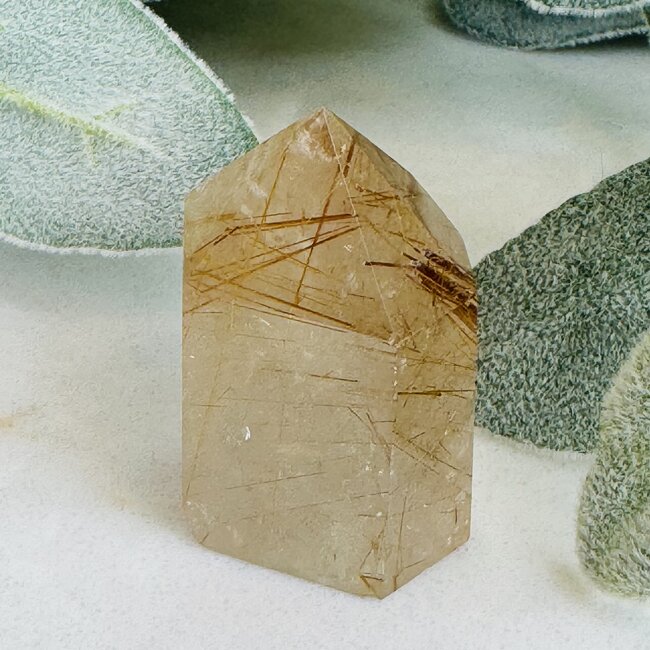 Gold (Golden Rutile Angel Venus Hair) Rutilated Quartz Tower Generator Point - Medium (2-3")