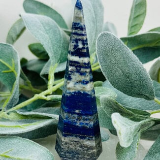 Lapis Lazuli Faceted Cut Flame Point - 4"