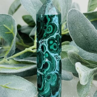 Malachite & Chrysocolla Tower Point Generator - Large 4-5"
