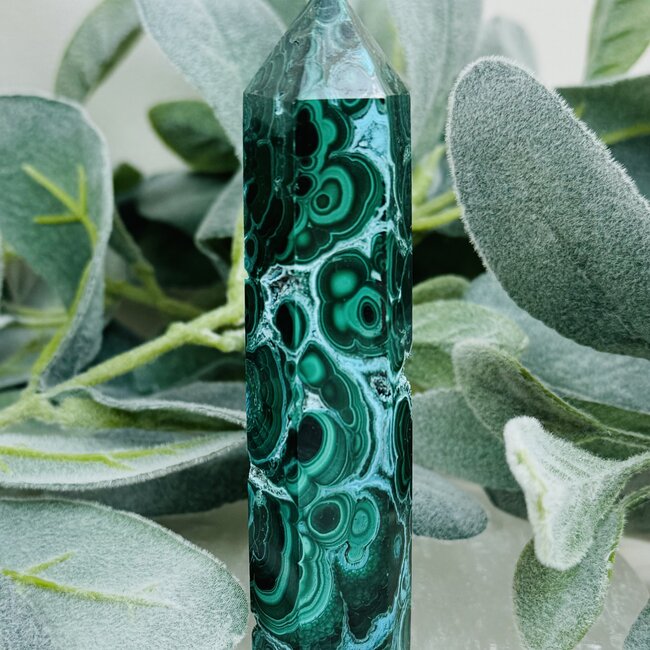 Malachite & Chrysocolla Tower Point Generator - Large 4-5"