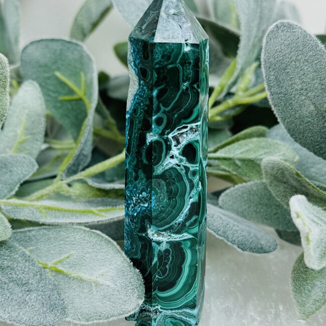 Malachite & Chrysocolla Tower Point Generator - Large 4-5"