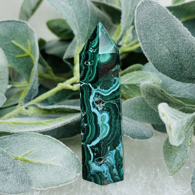 Malachite & Chrysocolla Tower Point Generator - Medium 3-4"