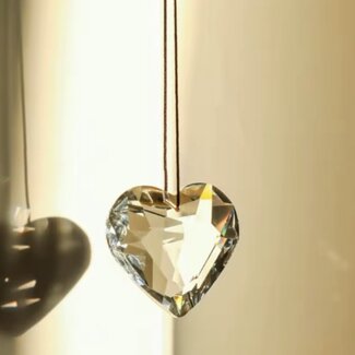 Prism Suncatcher Sun Catcher Heart 30mm - Hanging Transparent Window Mirror Crystal Faceted