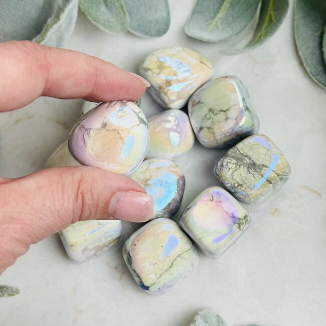 Angel Aura White Howlite (Magnesite) - Tumbled Large