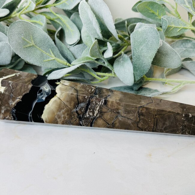 Volcano Agate Faceted Wand - Large 11"