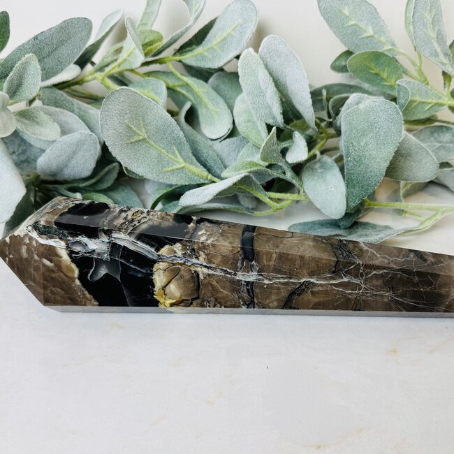 Volcano Agate Faceted Wand - Large 11"