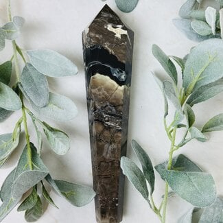 Volcano Agate Faceted Wand - Large 11"