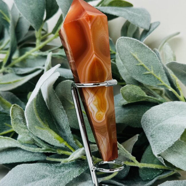 Carnelian Faceted Wand on Silver Stand Pin - Large Home Decor