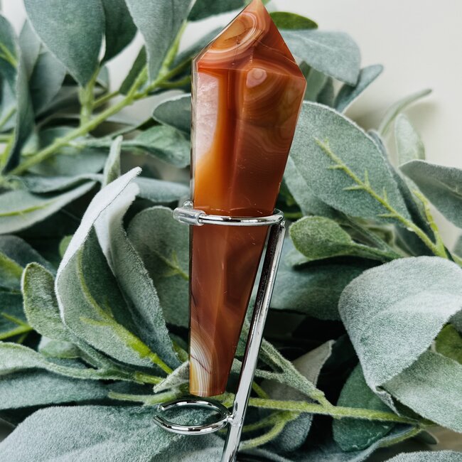 Carnelian Faceted Wand on Silver Stand Pin - Large Home Decor