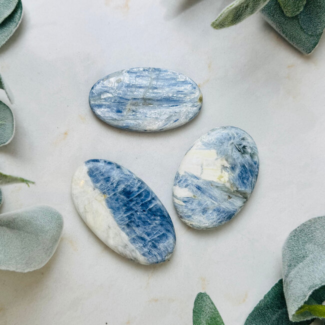 Blue Kyanite Palm Pillow Pocket Stones - Large