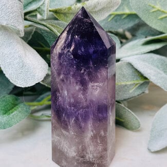 Amethyst Clear (Crystal) Quartz & Smoky (Smokey) Quartz Tower Point Generator - Large  4-5"