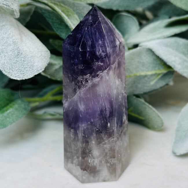 Amethyst Clear (Crystal) Quartz & Smoky (Smokey) Quartz Tower Point Generator - Large  4-5"