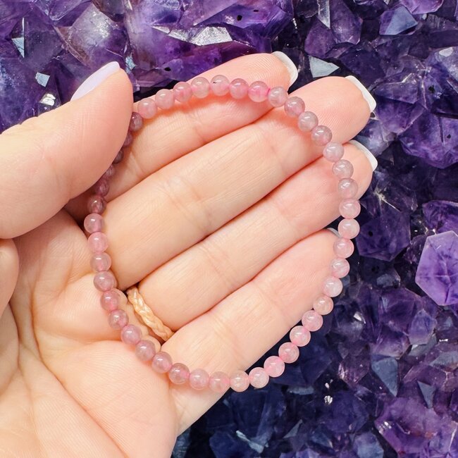 Purple Lavender Rose Quartz Bracelets - 4mm