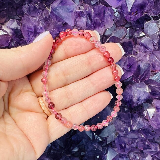 Strawberry (Red Guava) Quartz Bracelets - 4mm