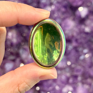 Rainbow Hematite Worry (Thumb Fidget Relaxation Pocket) Stones - Medium Oval