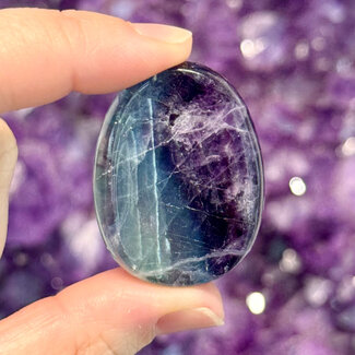 Rainbow Fluorite Worry (Thumb Fidget Relaxation Pocket) Stones - Medium Oval