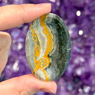 Bumblebee Bumble Bee Jasper Worry (Thumb Fidget Relaxation Pocket)  Stones - Medium Oval