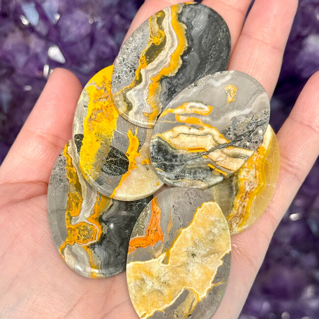 Bumblebee Bumble Bee Jasper Worry (Thumb Fidget Relaxation Pocket)  Stones - Medium Oval