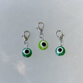Pet Pendant Charm Round - Green Evil Eye - Dog Cat Animal Collar