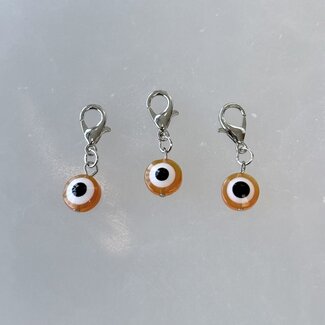 Pet Pendant Charm Round - Orange Evil Eye - Dog Cat Animal Collar