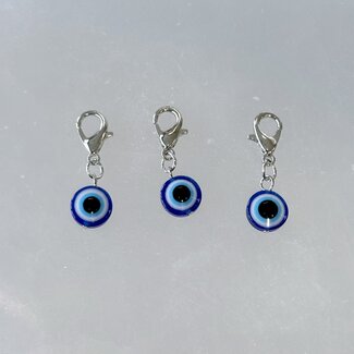Pet Pendant Charm Round - Dark Blue Evil Eye - Dog Cat Animal Collar