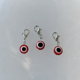 Pet Pendant Charm Round - Red Evil Eye - Dog Cat Animal Collar