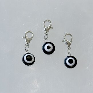Pet Pendant Charm Round - Black Evil Eye - Dog Cat Animal Collar
